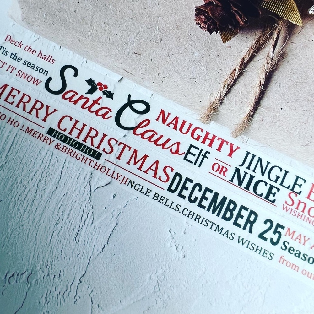 Christmas Quotes, Jingle Bells, Naughty Or Nice and More, Washi Tape, 1 Roll